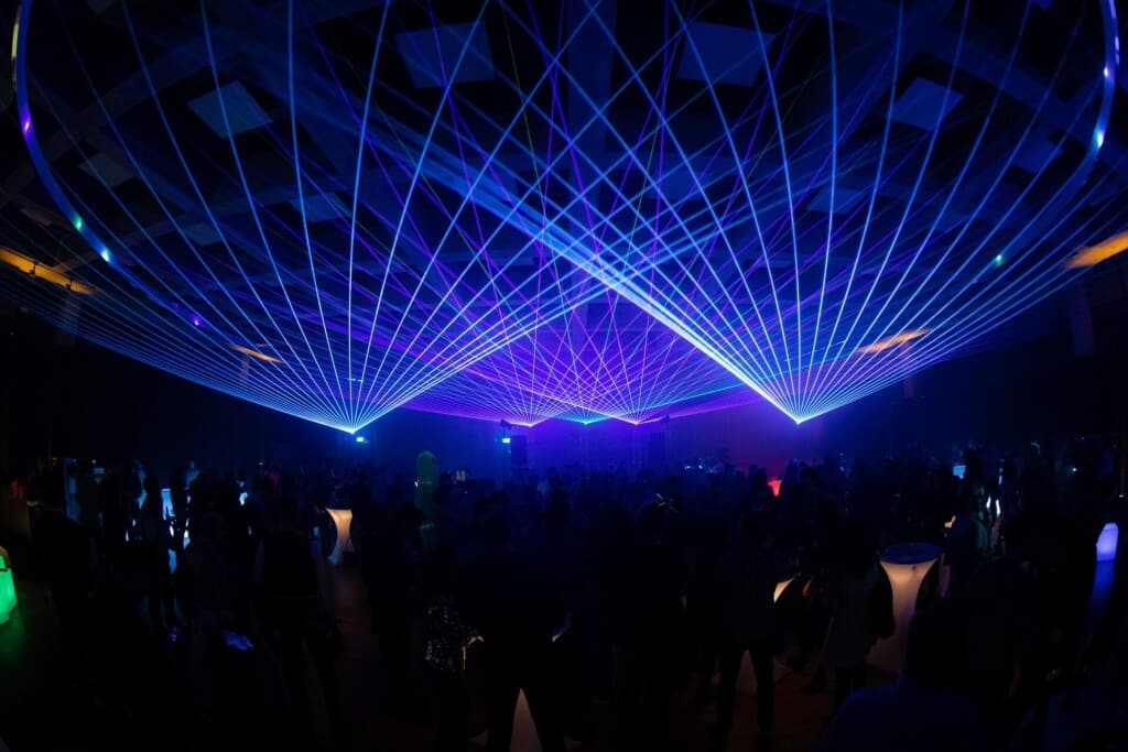 Lasershow anlässlich einer Firmenfeier in einer Location
